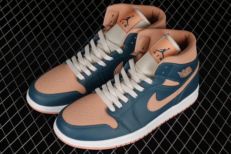 All categories Air Jordan Jordan series basketball shoes Air Jordan 1 Mid G version pure original Air Jordan AJ1 Mid "Blue Mint" AJ1 Joe 1 blue orange mid-top basketball shoes BQ6472-308